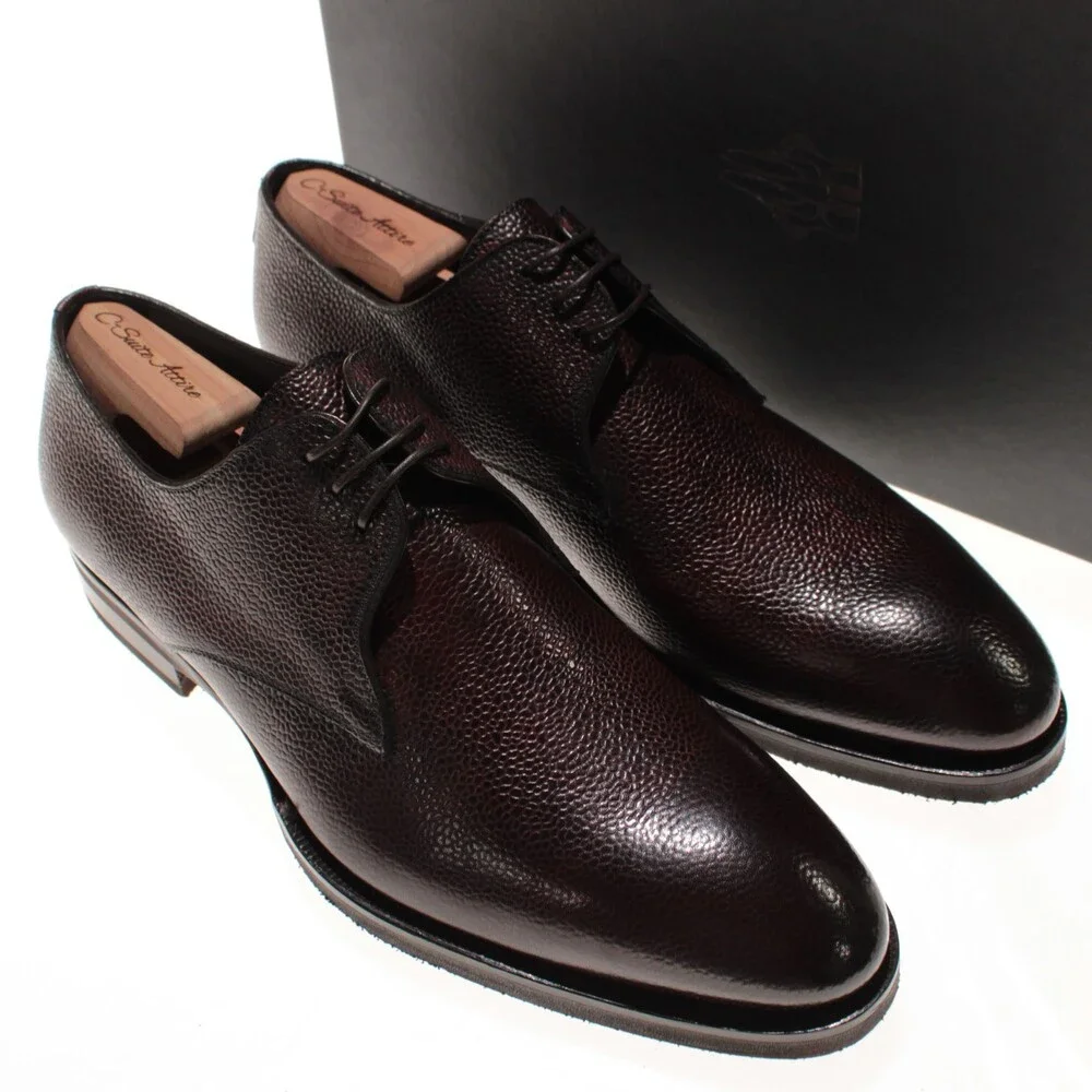 Di Bianco NWB Lace Up Derby Dress Shoes Size 9 US in Dark Red Pebbled Leather